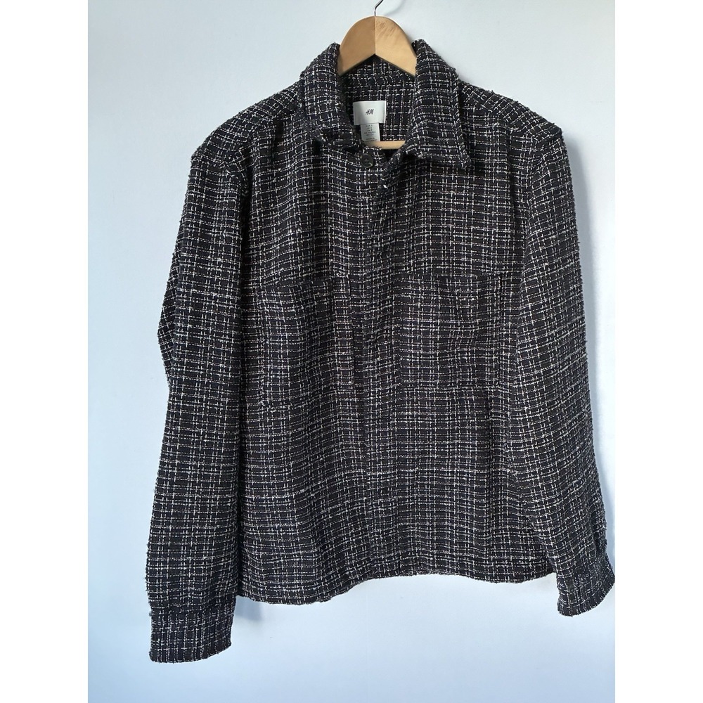 H&M Salt & Pepper Shacket Long‎ Sleeve Wool Blend Mens Small Casual